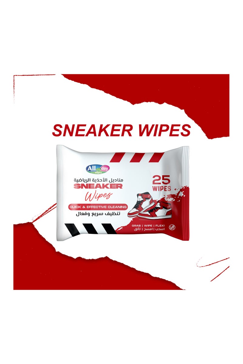 All day wipes All Day Sneaker Wet Wipes (Quick & Effective Cleaning)-25 Count Grab/Wipe/Flex : Instantly Removes Dirt, Scuffs, and Stains from all Sneaker Materials. - Image 4