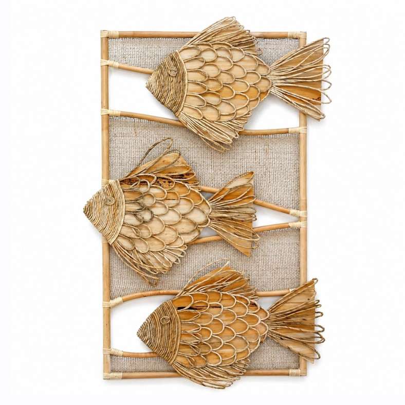 Pan Home Watamu Rattan Fishies Wall Art 77.5x5x130cm - Natural - 191PTE9900010 - Image 3