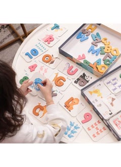 Cordova Numbers and Alphabets Flash Cards Set  ABC Wooden Letters and Numbers Animal Card Board Matching Puzzle for Kids  - Image 3