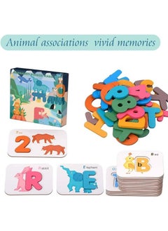 Cordova Numbers and Alphabets Flash Cards Set  ABC Wooden Letters and Numbers Animal Card Board Matching Puzzle for Kids  - Image 2
