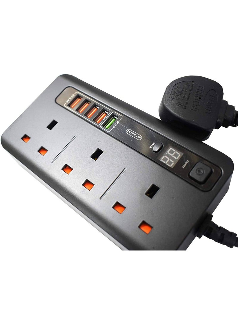 Digitplus DP-034PD-5M 8-in-1 Power Extension Socket – 3 AC Outlets, 5 USB Ports, USB-C PD 20W Fast Charging, 3500W, 5m Cord, Timer - Image 4