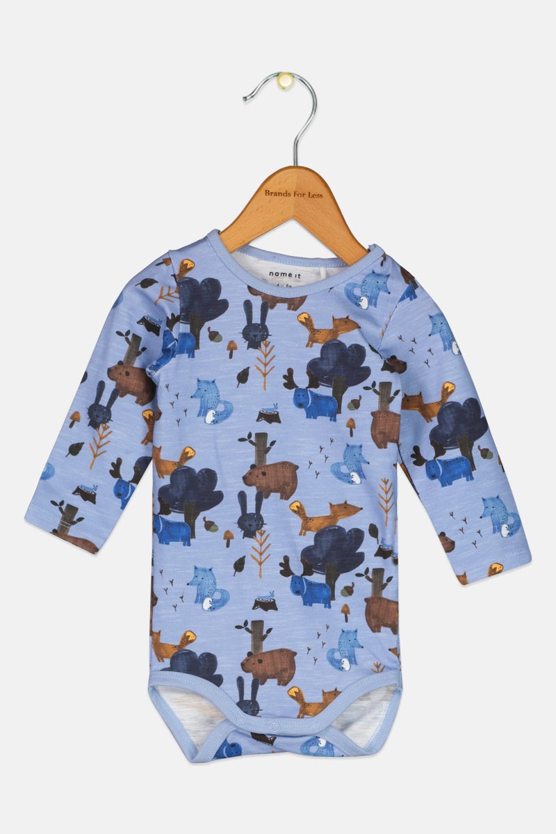 NAME IT Toddlers Boy Graphic Print Long Sleeve Bodysuit, Multicolor - Image 1