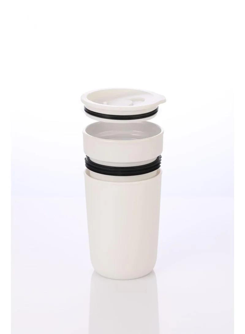 Hans Larsen SAVONA - Hans Larsen Premium Ceramic Tumbler With Recycled Protective Sleeve - White