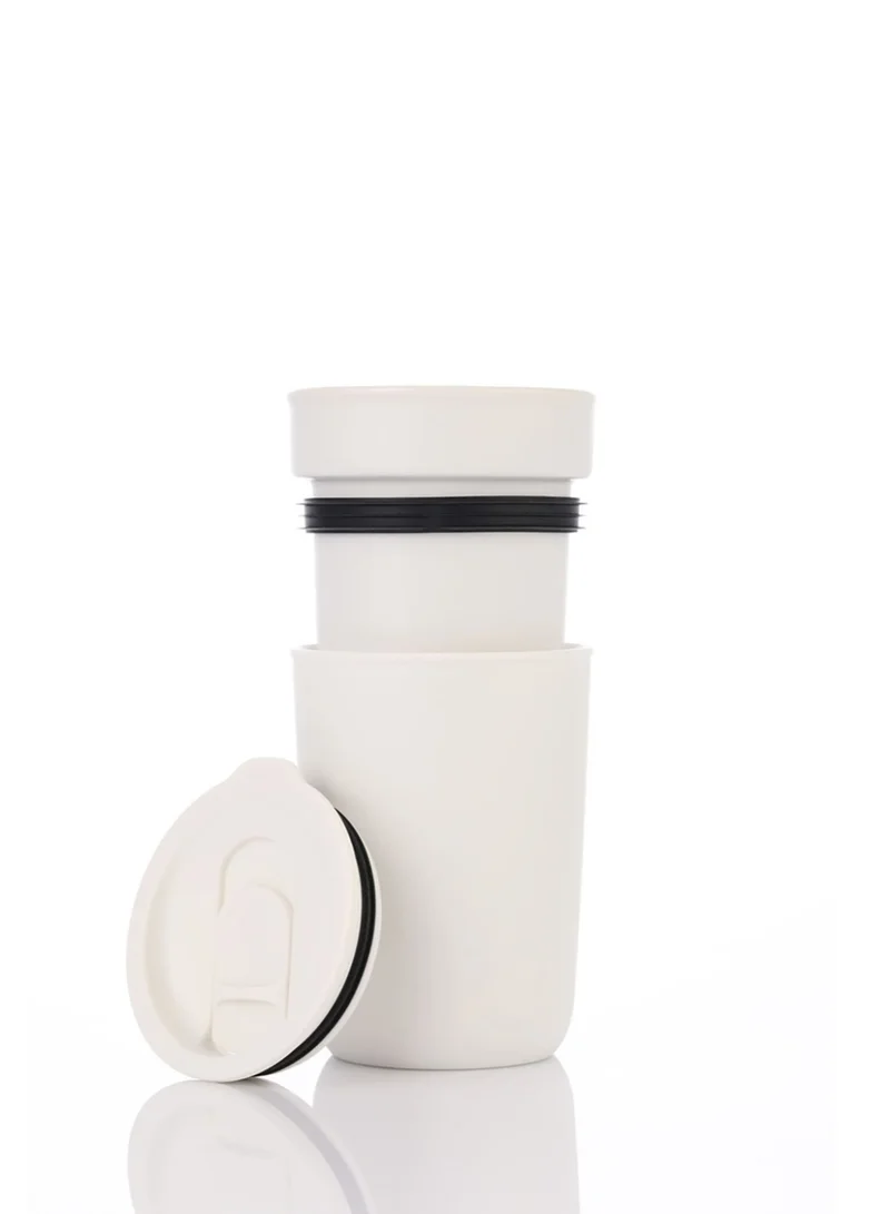 Hans Larsen SAVONA - Hans Larsen Premium Ceramic Tumbler With Recycled Protective Sleeve - White