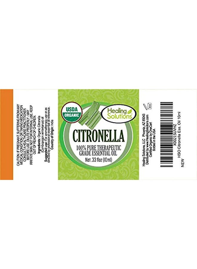Healing Solutions 10ml Citronella Essential Oil, Pure Citronella Essential for Diffuser, Aromatherapy, Hair Care, Candle Making & Skin Care - 0.33 Fluid Ounces  - Image 2