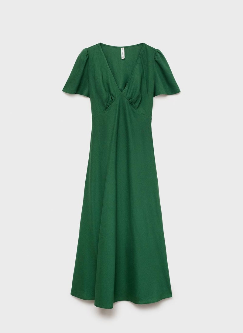 MANGO - linen-blend dress - Image 1