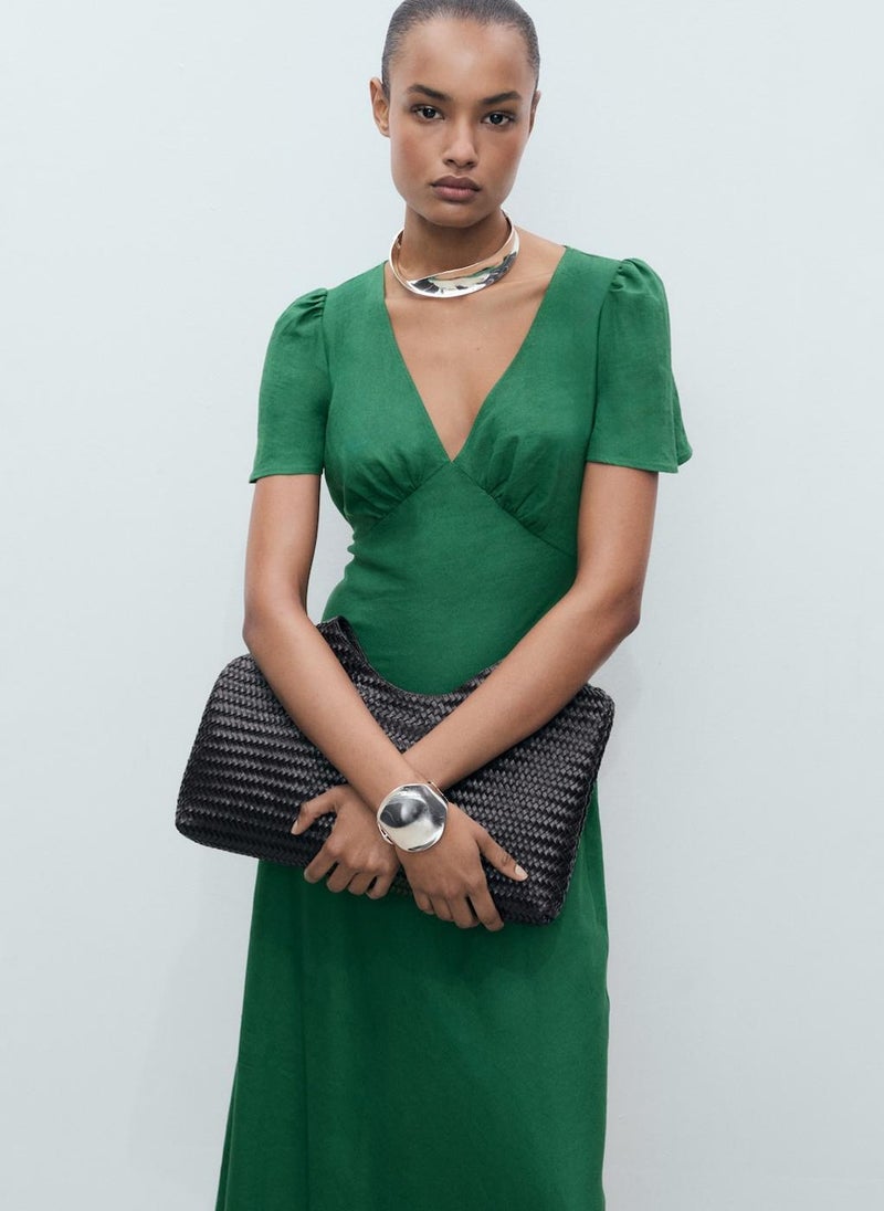 MANGO - linen-blend dress - Image 1