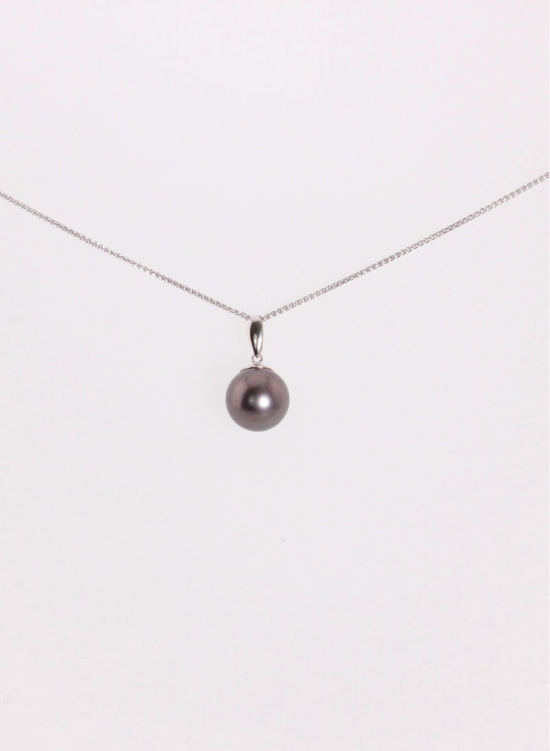 MIKURA Pendant Chain, South Sea Pearls, Natural Black Color, 12.0-11.0MM, 18KW  - Image 1