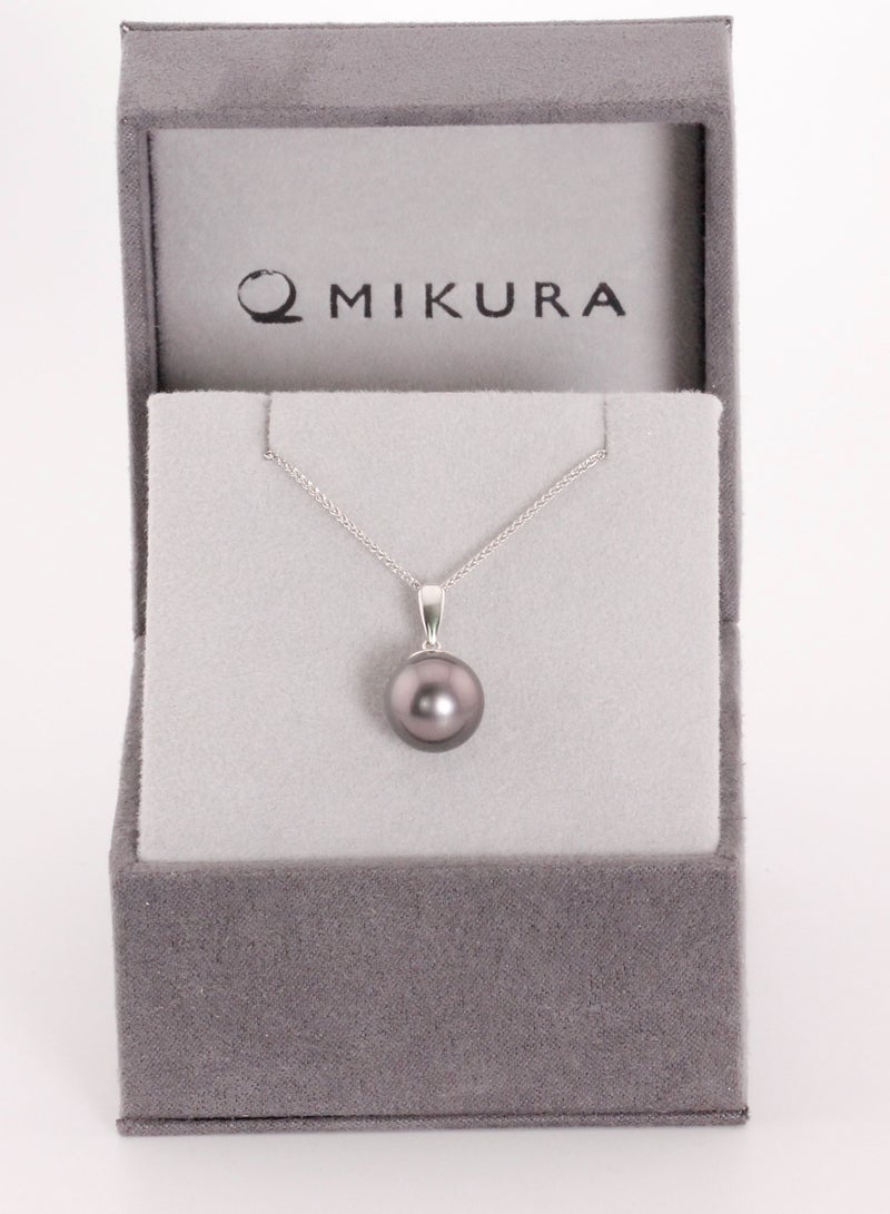 MIKURA Pendant Chain, South Sea Pearls, Natural Black Color, 12.0-11.0MM, 18KW  - Image 2