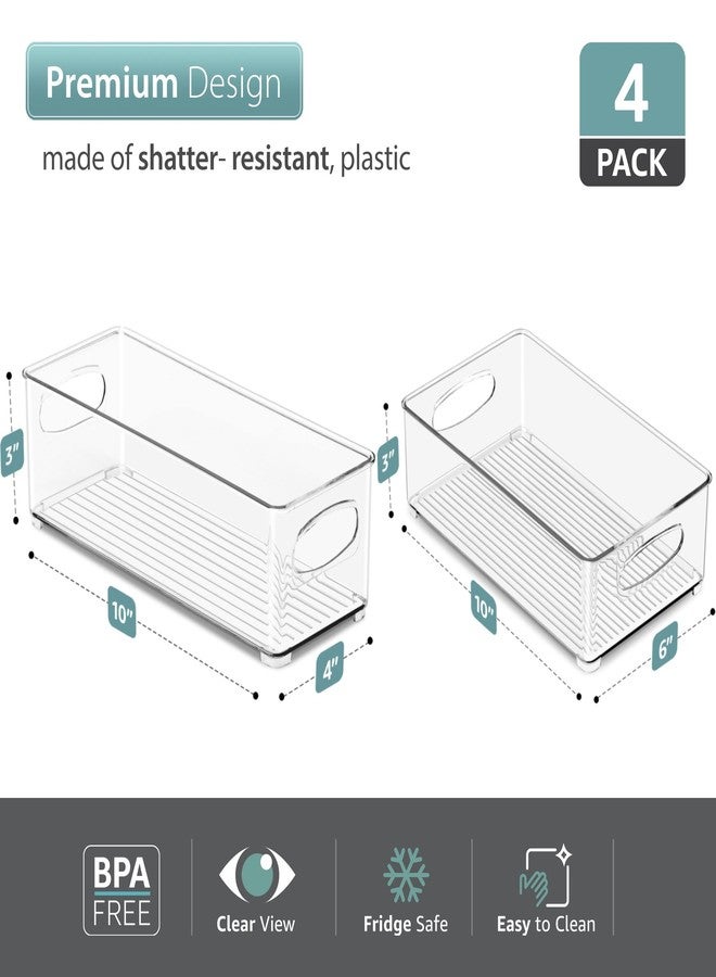 Sorbus Stackable Refrigerator Organizer Bins - Set of 4 Clear Storage Bins for Kitchen Pantry, Freezer & Fridge Organization - Food Organizing Plastic Containers with Handles for Countertops & Drawers - Image 4