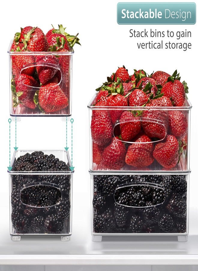 Sorbus Stackable Refrigerator Organizer Bins - Set of 4 Clear Storage Bins for Kitchen Pantry, Freezer & Fridge Organization - Food Organizing Plastic Containers with Handles for Countertops & Drawers - Image 3