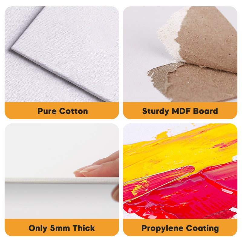CONDA Canvas Boards for Painting, 8 x 10 inch, 12 Pack, 100% Cotton Canvas Panels, White Blank Canvases, Primed, Acid-Free, Artist Quality for Acrylic, Pouring Watercolor & Oil Painting - Image 3
