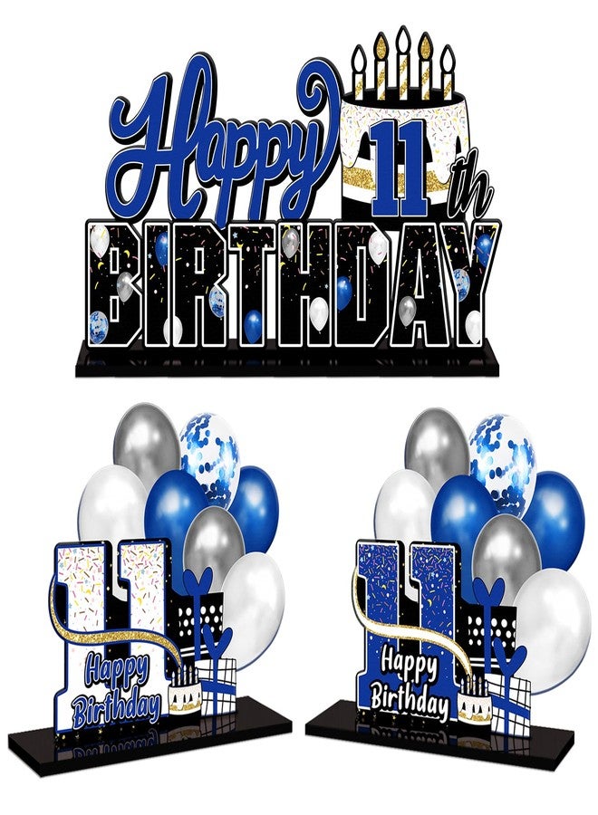 LINGTEER Happy 11th Birthday Blue Acrylic Table Topper Centerpieces Set - Cheers to Eleven Years Old Birthday 11th Bday Party Gift Decorations. - Image 1