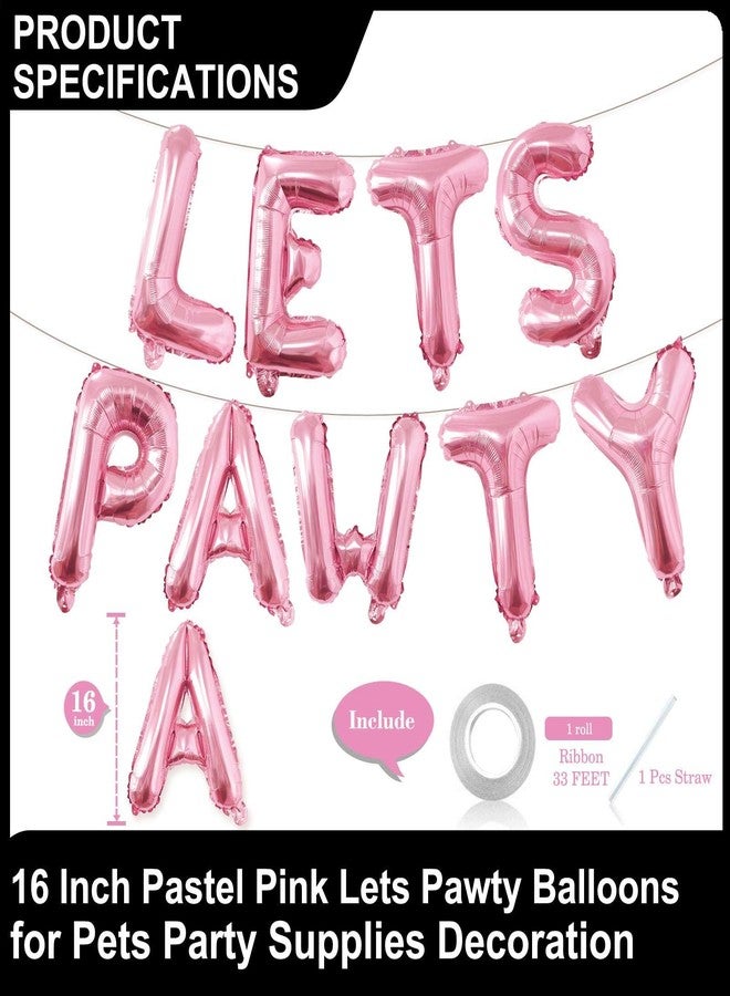 لافوار 9 قطع من بالونات Lets Pawty مقاس 16 بوصة، لافتة حروف عيد ميلاد للكلاب والقطط والحيوانات الأليفة، لافتة عيد ميلاد سعيد من بالونات Lets Pawty للحيوانات الأليفة، لوازم حفلات الكلاب والقطط والديكورات (وردي فاتح) - Image 2