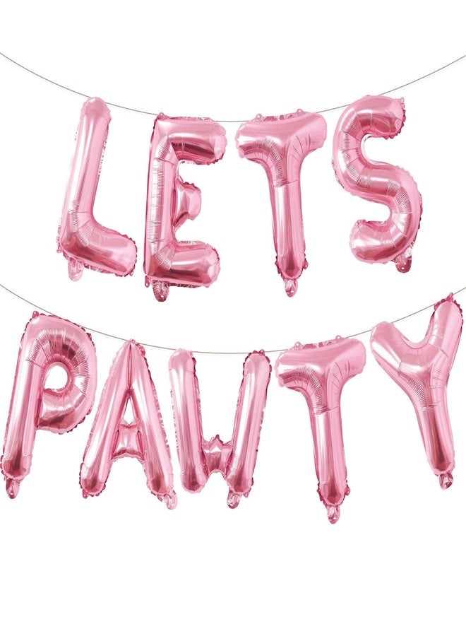 لافوار 9 قطع من بالونات Lets Pawty مقاس 16 بوصة، لافتة حروف عيد ميلاد للكلاب والقطط والحيوانات الأليفة، لافتة عيد ميلاد سعيد من بالونات Lets Pawty للحيوانات الأليفة، لوازم حفلات الكلاب والقطط والديكورات (وردي فاتح) - Image 1
