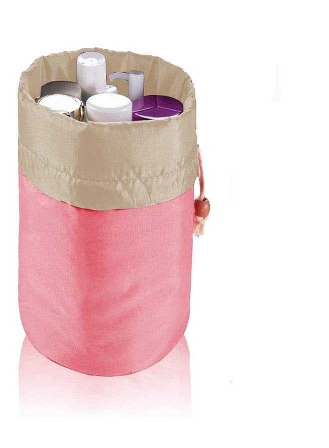 WEELZONE Multifunctional Extra Large Cosmetic Makeup Bag for Women Drawstring Toiletry Travel Organizer Barrel Shaped Vanity Box Organiser Bathroom Storage Waterproof Pouch for Girls - Image 5