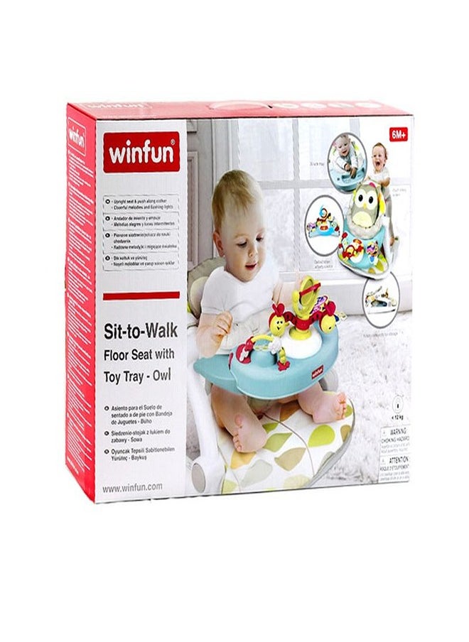 WinFun WinFun - Sit To Walk Floor Seat With Toy Tray Owl - 805200  - Image 1