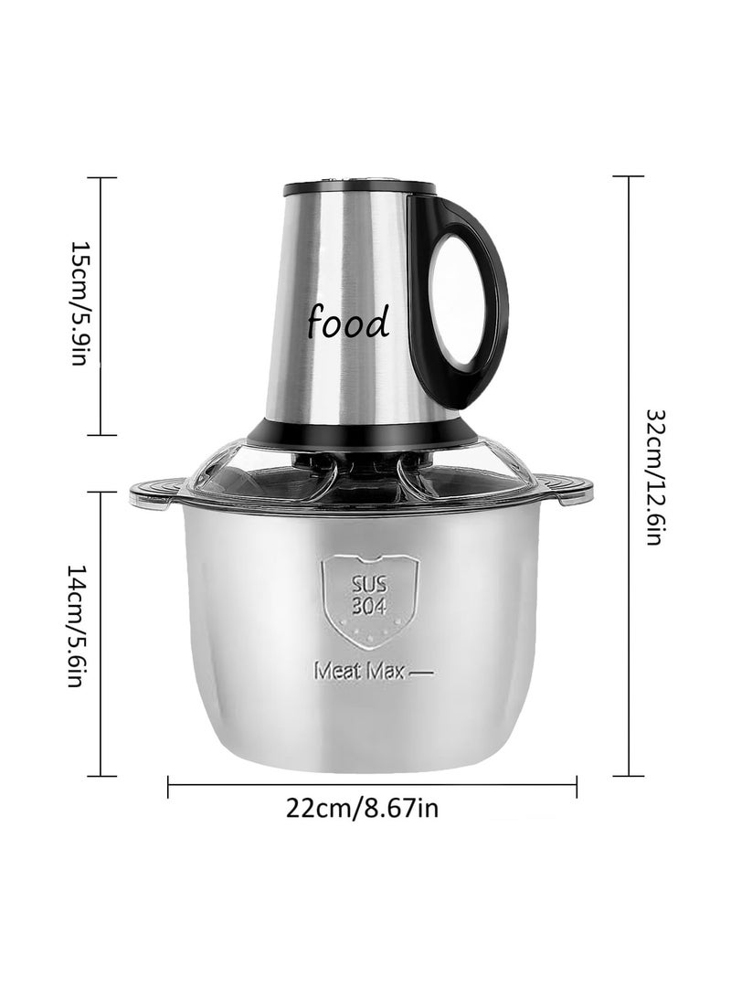 Electric Meat Grinder, 3L Multi-Function Stainless Steel Kitchen Food Processor for Meat Vegetables Onion Garlic Fruits Nuts 2-Speed Control Food Chopper for Home Kitchen Restaurants (3L)  - Image 2