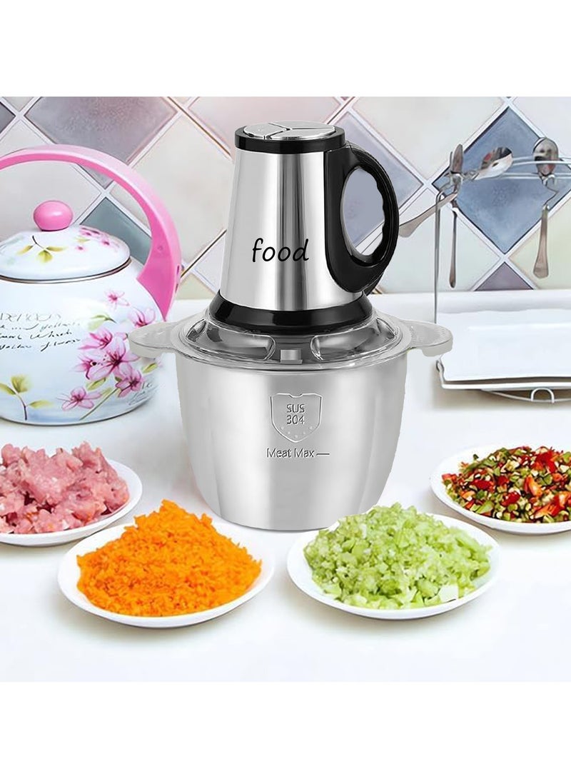 Electric Meat Grinder, 3L Multi-Function Stainless Steel Kitchen Food Processor for Meat Vegetables Onion Garlic Fruits Nuts 2-Speed Control Food Chopper for Home Kitchen Restaurants (3L)  - Image 3