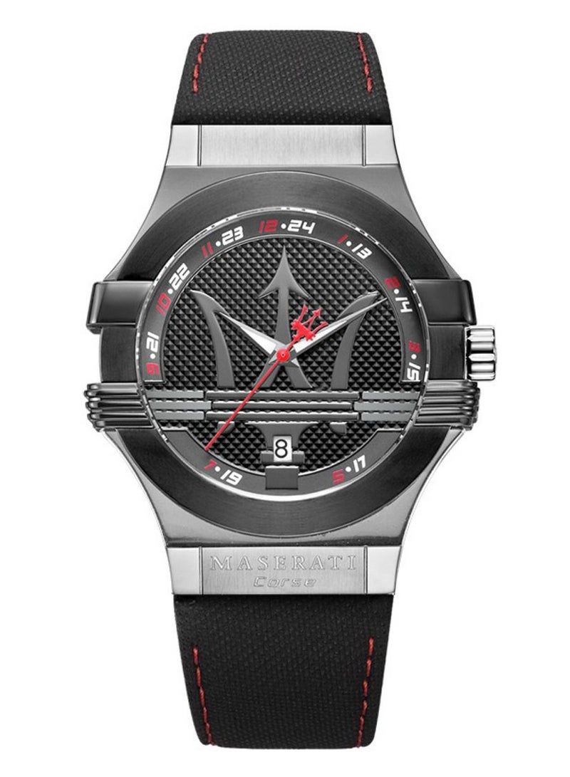 Maserati ساعة يد رجالية بوتينزا أنالوج كوارتز جلد أسود R8851108001 - Image 1