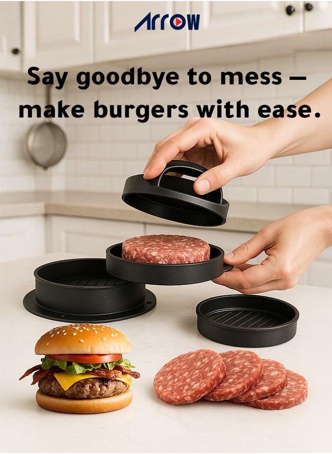 Arrow 3-in-1 Stuffed Burger Press | Burger Maker Stuffed Hamburger Patty | Detachable design | Easy to clean | Black Color | Model Name: RO-S100BP  - Image 1
