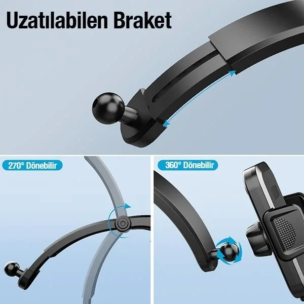 بولهاموبيل Polham In-Car Glovebox Telescopic Extendable Phone Holder, Ultra Sturdy Holder with V Type Suction Cup