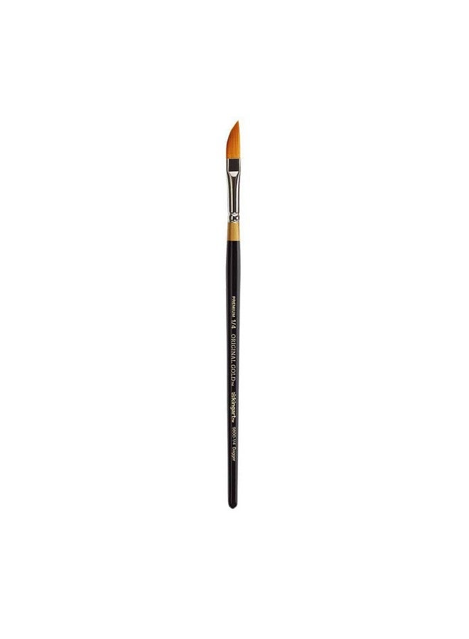 KINGART KINGART Premium Original Gold 9800-1/4 Dagger Striper Series Artist Brush, Golden Taklon Synthetic Hair, Short Handle, for Acrylic, Watercolor, Oil and Gouache Painting, Size 1/4"  - Image 1