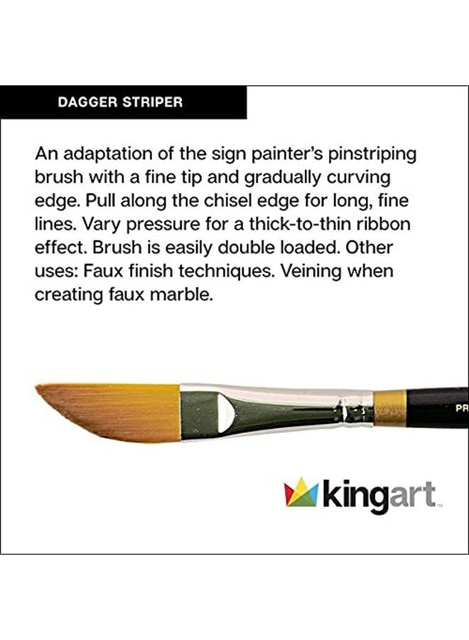 KINGART KINGART Premium Original Gold 9800-1/4 Dagger Striper Series Artist Brush, Golden Taklon Synthetic Hair, Short Handle, for Acrylic, Watercolor, Oil and Gouache Painting, Size 1/4"  - Image 2