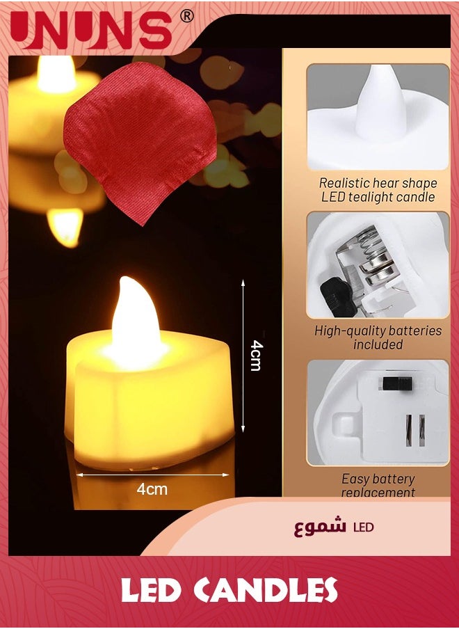 UNUNS 2000 Pieces Artificial Rose Petals With 24 Pieces LED Tea Lights Candles,Romantic Decorations Special Night Set For Romantic Night,Wedding Anniversary,Table Decor  - Image 2
