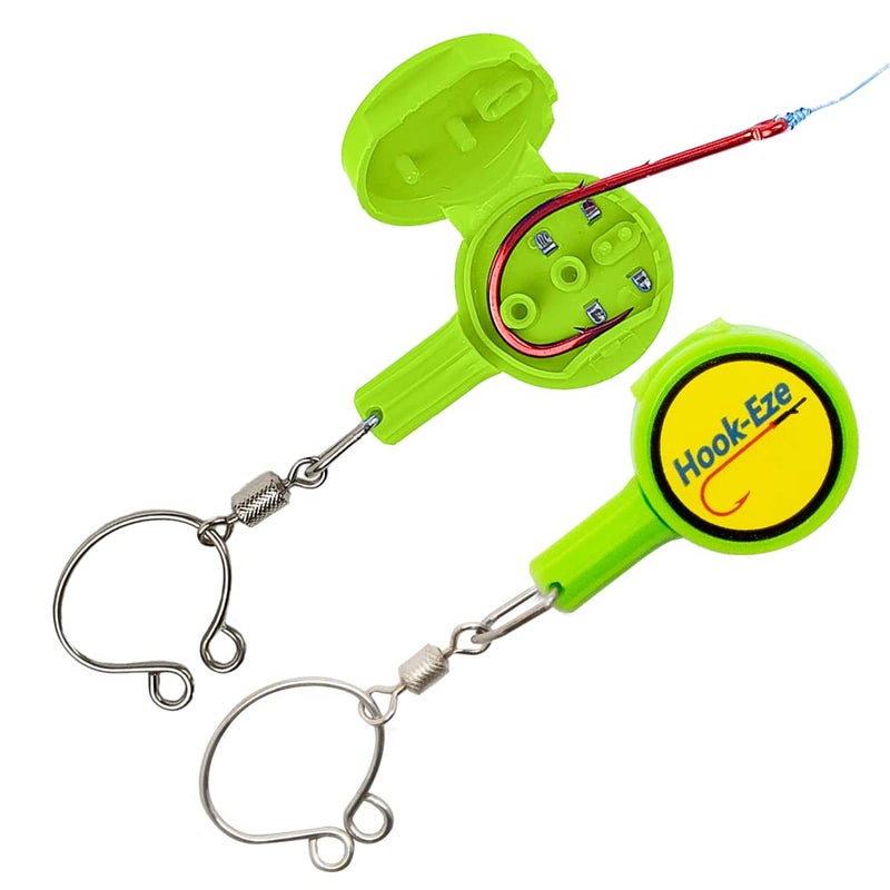 HOOK-EZE 2023 Updated Design Hook Eze Fishing Gear Knot Tying Tool | Pack of 2 | Protect from Fish Hooks | Cool Gadgets | Ice & Fly Tie Fishing Gifts for Beginner Anglers - Green - Image 1