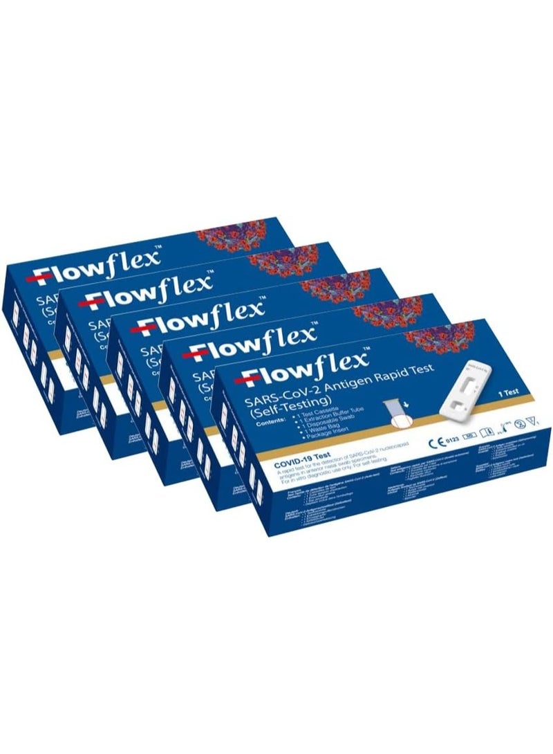 مجموعة اختبار سريع للكشف عن مستضدات فيروس كورونا المستجد (SARS-CoV-2) مكونة من 5 قطع - مجموعة اختبار ذاتي سريع للكشف عن كوفيد-19