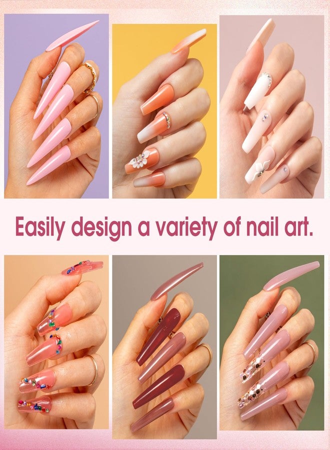 ROSALIND Poly Nail Gel Kit -20 Colors + 72Nail Art Accessories Kit, Nude Clear Poly Nail Gel Nail Kit Starter Kit with Big U V Lamp Slip Solution for Pink Nail Extensions Gel Dual Forms Nail Brush - Image 4