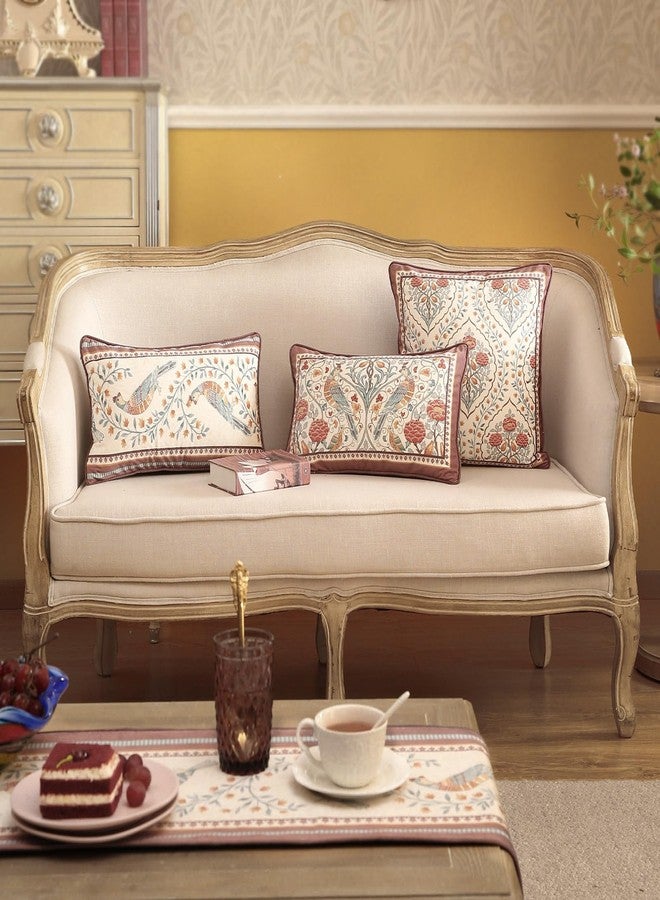 patdrea Designer Vintage Throw Pillow Covers 12"x20",Red Soft Velvet Lumbar Pillows Cover with Birds Floral Pattern,Rectangular Farmhouse Decorative Pillowcases for Couch Bed Living Room Outdoor - Image 3