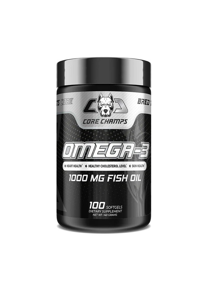 Core Champs Omega-3 1000mg Fish Oil, 100 Soft gels 100 Serving - Image 1