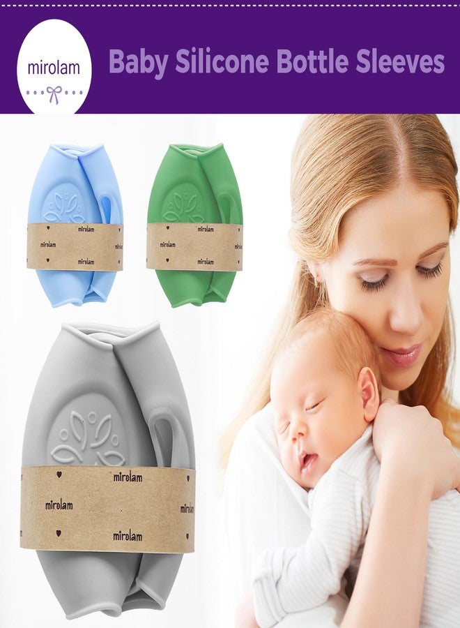mirolam 3 Pack Silicone Sleeve for Philips Avent Glass Bottle - Shatter Proof Natural Silicone Bottle Sleeve for Anti Colic Baby Bottles 8 oz & 4 oz - Anti Flow Sleeve for Infant Bottles - Image 5