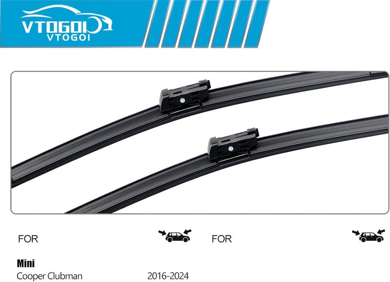 VTOGOI OEM Windshield Wiper Blades Replacement for Mini Cooper Clubman F54 2016 2017 2018 2019 2020 2021 2022 2023 2024, All Weather Original Factory Quality Front & Rear Wipers Set 22"+20"+10+10 (Pack of 4) - Image 3