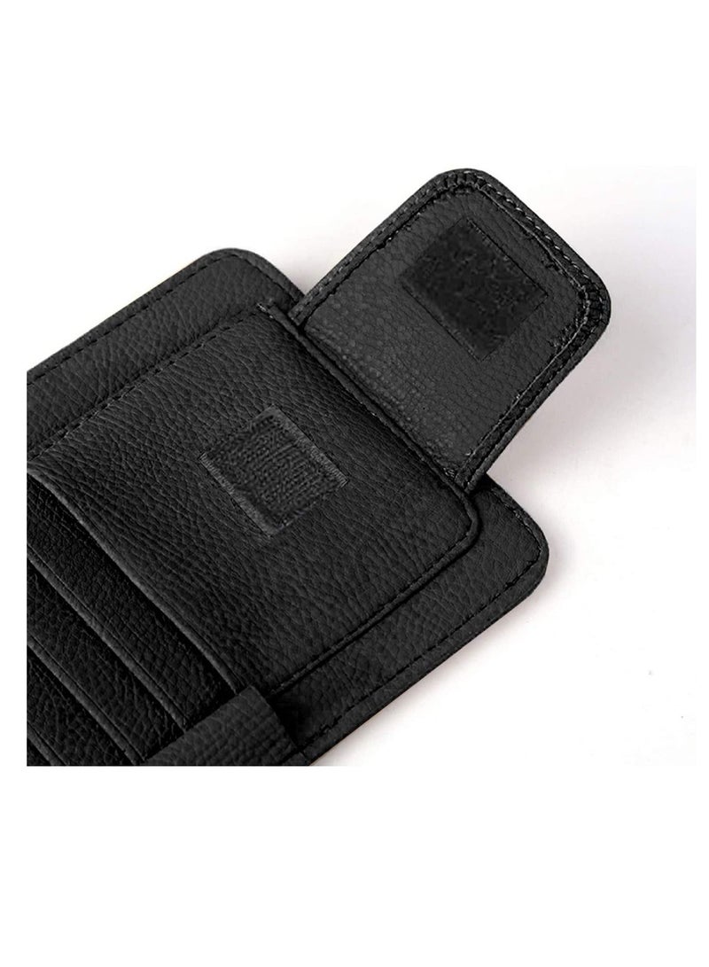 SYOSI Leather Car Sun Visor Storage Glasses Organizer Bills Wallet Holder Ticket Credit Card Clips Auto-Interior Visor Accessories (Black)  - Image 4