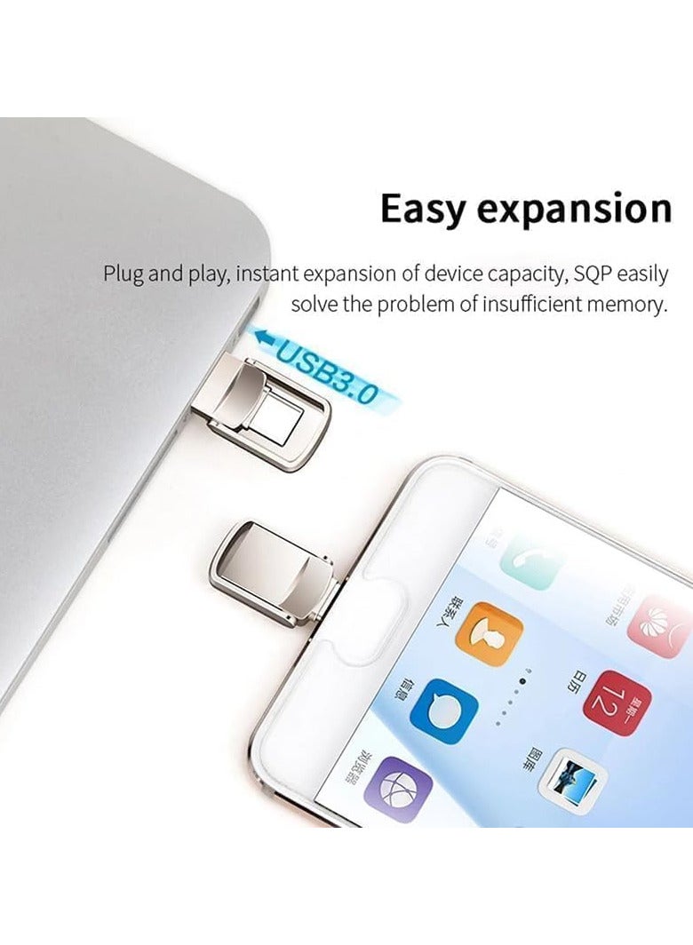 INSIJAM 2TB Dual Connector USB Flash Drive - USB 3.0 and Type-C High-Speed Data Storage - Compact OTG Device for Smartphones Tablets PC - Alloy Silver Ultra-Fast 120MB/s Read Speed - Fetch 2TB - Image 5
