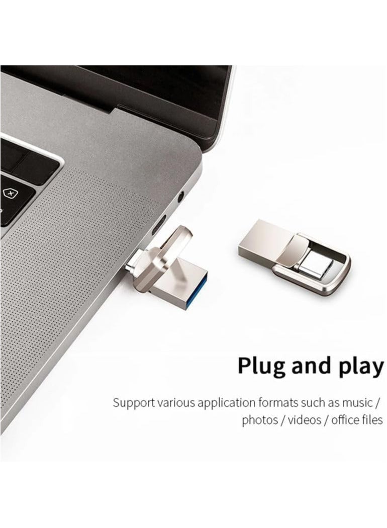 INSIJAM 2TB Dual Connector USB Flash Drive - USB 3.0 and Type-C High-Speed Data Storage - Compact OTG Device for Smartphones Tablets PC - Alloy Silver Ultra-Fast 120MB/s Read Speed - Fetch 2TB - Image 4