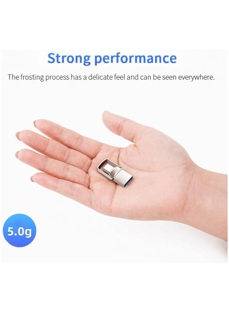 INSIJAM 2TB Dual Connector USB Flash Drive - USB 3.0 and Type-C High-Speed Data Storage - Compact OTG Device for Smartphones Tablets PC - Alloy Silver Ultra-Fast 120MB/s Read Speed - Fetch 2TB - Image 3