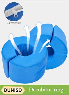 DUNISO 2-Pack, Leg Positioning Pillow, Heel Pillow, Leg Lift Wedge Pillow, Ankle Support, Foot Protector, Ankle Fracture Support, Heel Protection Bedsore Ring, Hand Ring, Foot Ring Pad, Foot Sponge Turning Pad, Heel Lift Nursing Anti-Bedsore, Blue  - Image 1