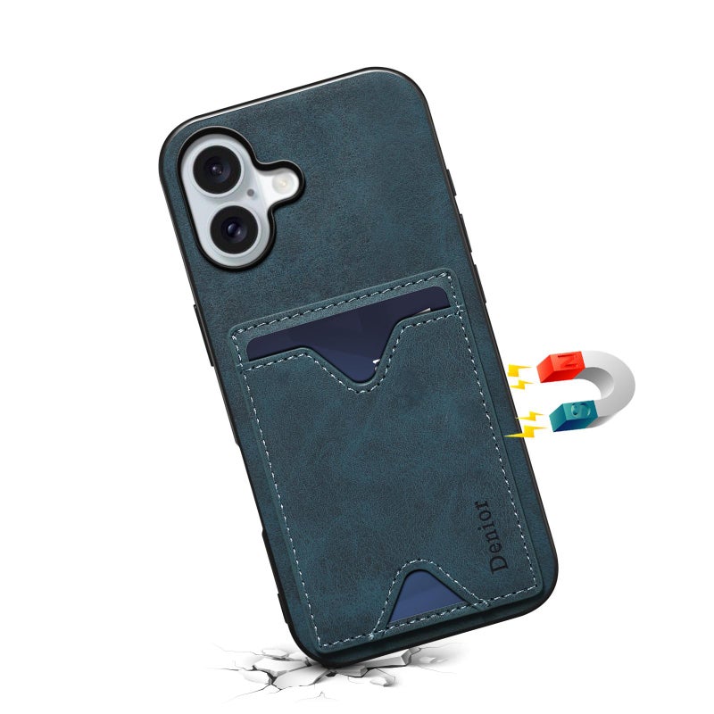 Denior For Iphone 17 D06 Pu Back Cover Card Slot Holder Phone Case(Blue) - Image 4