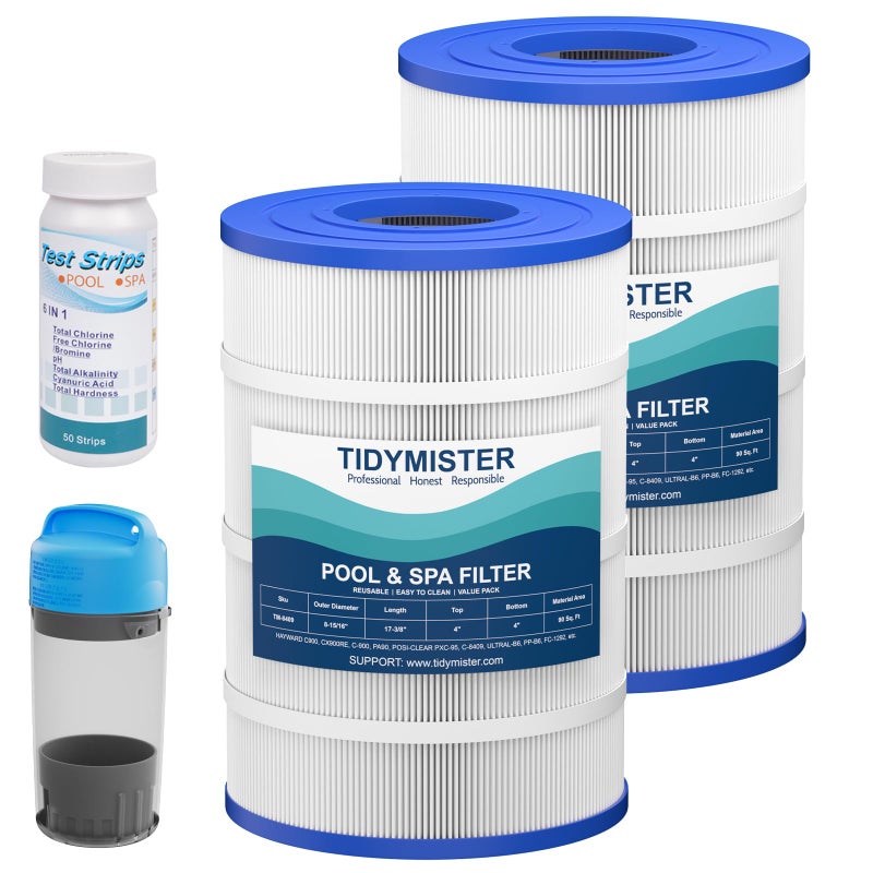 TidyMister خرطوشة فلتر حمام السباحة المتقدمة TidyMister TM-8409 PA90 بديل يتضمن فوهة عالية الجودة متوافقة مع C-8409، FC-1292، Ultral-B6، PP-B6، CX900RE، C900، C9002، C900E، 90 قدم مربع، 2 عبوة - Image 1