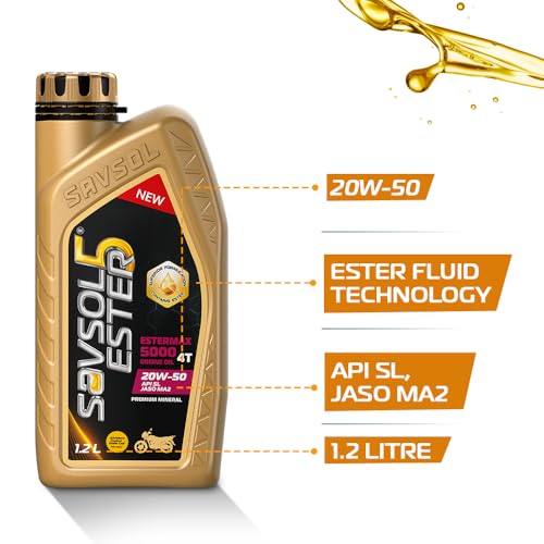 SAVSOL ESTER5 ESTERMAX 5000 4T 20W-50 | Premium Engine Oil for Bikes (1.2L) | Contains Ester formulation | Prolongs Engine Life | Reduces Wear & Tear | Smoother Rides | 35% less friction - Image 2