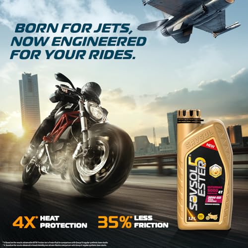 SAVSOL ESTER5 ESTERMAX 5000 4T 20W-50 | Premium Engine Oil for Bikes (1.2L) | Contains Ester formulation | Prolongs Engine Life | Reduces Wear & Tear | Smoother Rides | 35% less friction - Image 3