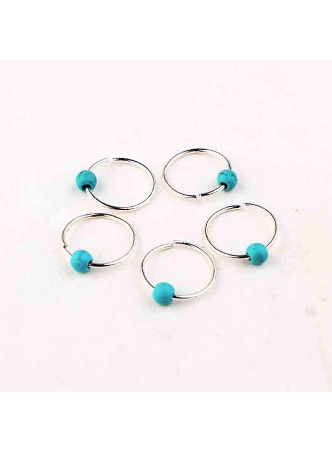 Olbye Dreadlock Hair Rings Silver Turquoise Hair Braid Rings Hair Loops Clips Summer Boho Plaits Braid Hair Loop Accessories For Women And Girls - Image 3