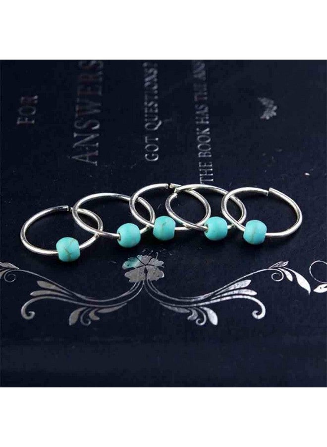Olbye Dreadlock Hair Rings Silver Turquoise Hair Braid Rings Hair Loops Clips Summer Boho Plaits Braid Hair Loop Accessories For Women And Girls - Image 4