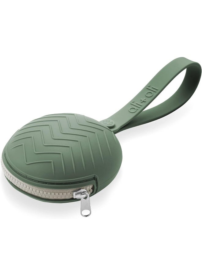 Ali+Oli Silicone Pacifier Holder Case (Army Green) BPA-Free Newborn Pacifier Holder - Image 1