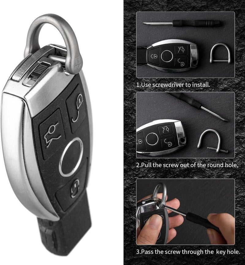 FEGVE Small Titanium Key Ring with Screw Shackle - Car Fob Keychain Heavy Duty Strong Mini Titanium D Rings (Grey 1 Pack-1/2 Inch/12mm) - Image 3
