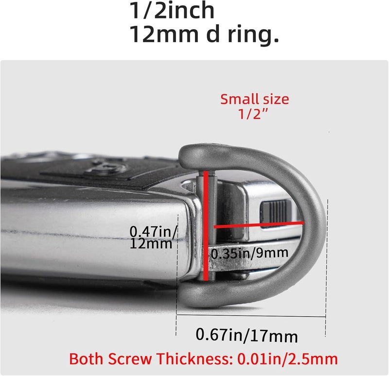 FEGVE Small Titanium Key Ring with Screw Shackle - Car Fob Keychain Heavy Duty Strong Mini Titanium D Rings (Grey 1 Pack-1/2 Inch/12mm) - Image 2